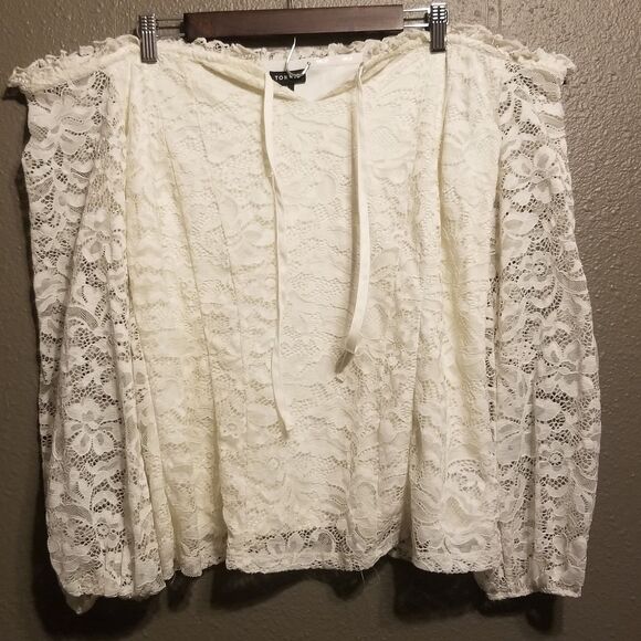 Torrid 2 (2X) Top Blouse Cream Stretch Lace Off Shoulder Romantic Bridal Fairy - Picture 1 of 10